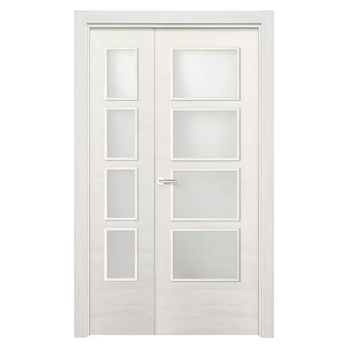 Puerta de doble hoja 1/2 Fresno Eslovenia - 115 x 203 cm, Derecha, Blanco, Macizo - Vista frontal