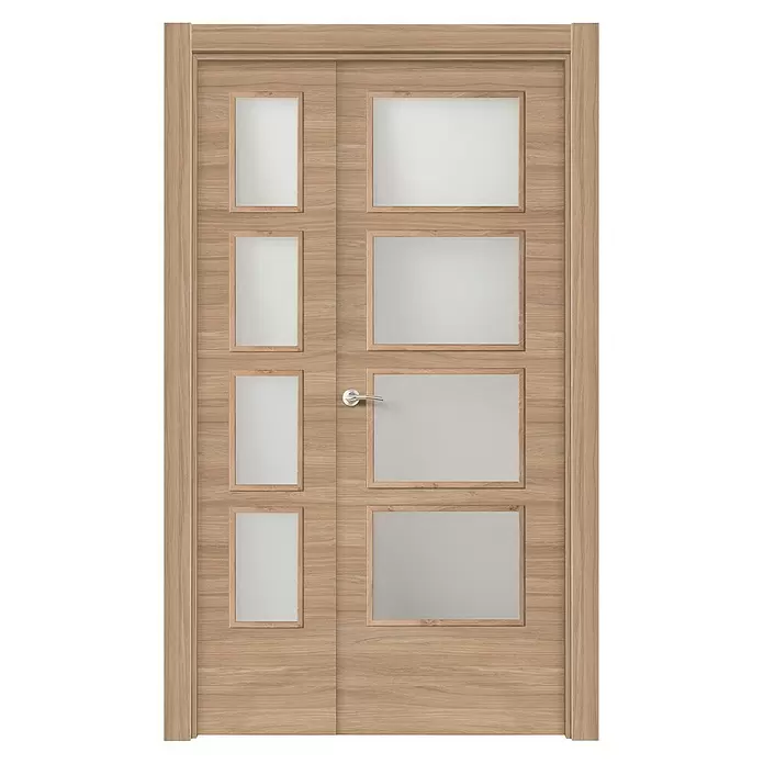 Puerta de doble hoja 1/2 Roble Urban - 125 x 203 cm, Derecha, Roble claro, Macizo - Vista frontal