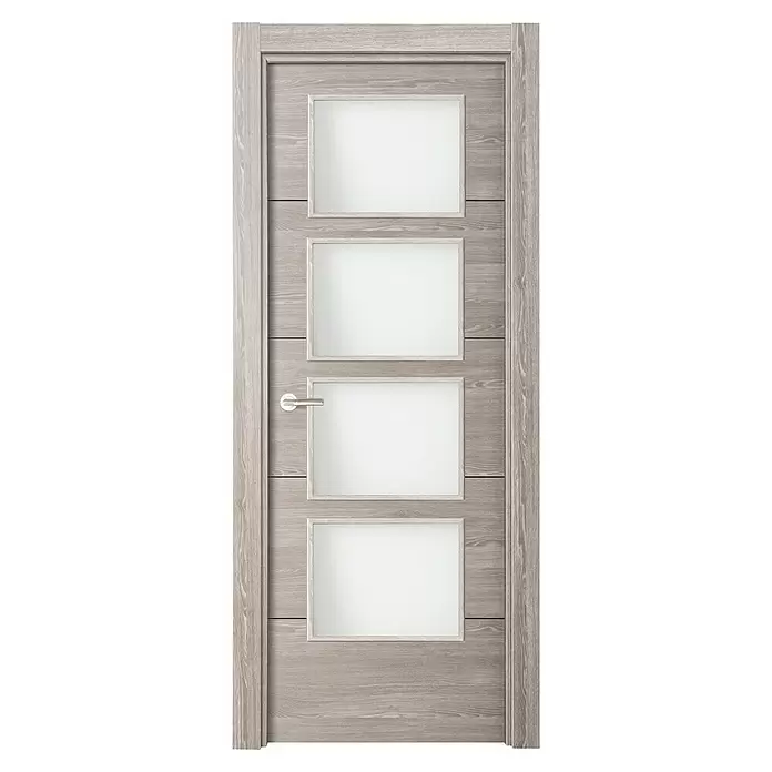 Puerta acristalada Roble Finlandés vidriera 400 - 72,5 x 203 cm, Derecha, Roble oscuro, Macizo, Vidriera - Vista frontal