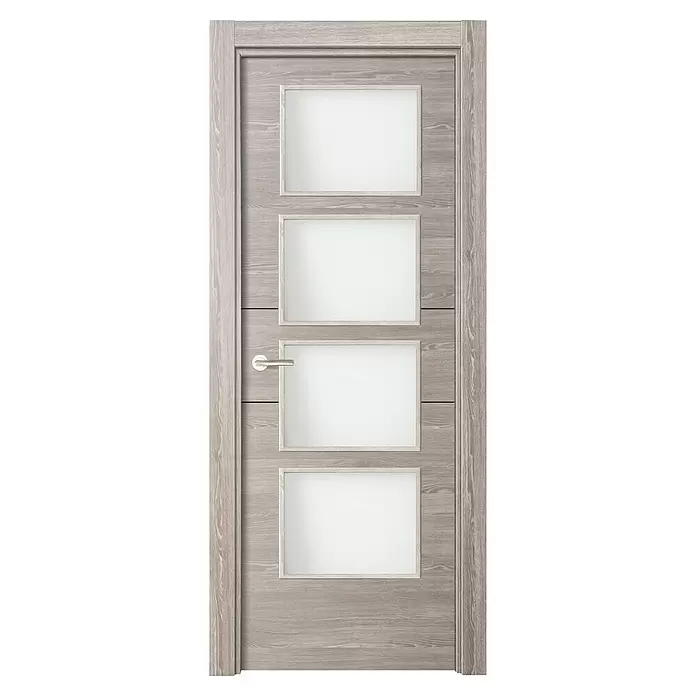 Puerta acristalada Roble Finlandés vidriera 200 - 72,5 x 203 cm, Derecha, Roble oscuro, Macizo, Vidriera - Vista frontal