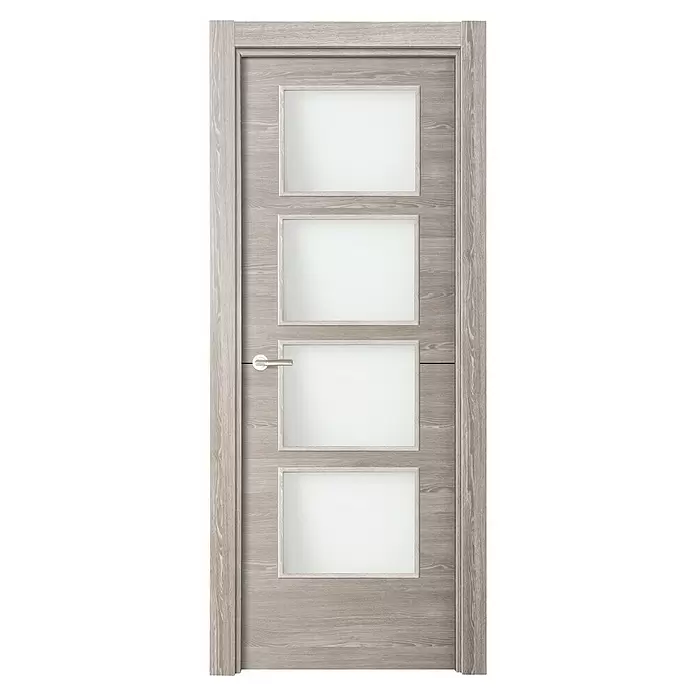 Puerta acristalada Roble Finlandés vidriera 100 - 72,5 x 203 cm, Derecha, Roble oscuro, Macizo, Vidriera - Vista frontal