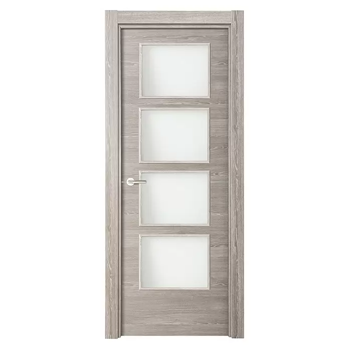 Puerta acristalada Roble Finlandés vidriera 100AL - 82,5 x 203 cm, Derecha, Roble oscuro, Macizo, Vidriera - Vista frontal