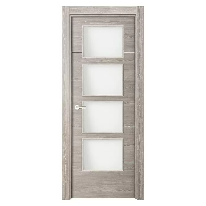 Puerta acristalada Roble Finlandés vidriera 400AL - 72,5 x 203 cm, Derecha, Roble oscuro, Macizo, Vidriera - Vista frontal