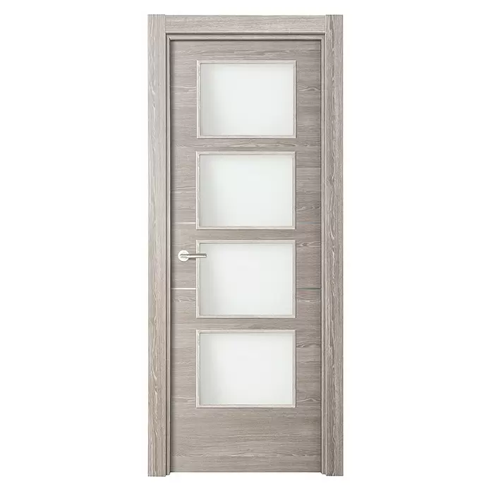 Puerta acristalada Roble Finlandés vidriera 200AL - 72,5 x 203 cm, Derecha, Roble oscuro, Macizo, Vidriera - Vista frontal