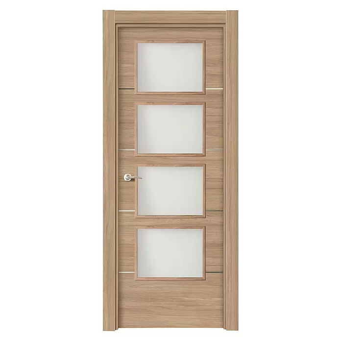 Puerta acristalada Roble Urban vidriera 400AL - 72,5 x 203 cm, Derecha, Roble claro, Macizo, Vidriera - Vista frontal