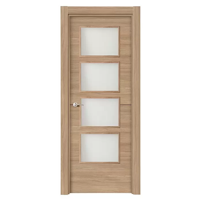 Puerta acristalada Roble Urban vidriera 100 - 62,5 x 203 cm, Derecha, Roble claro, Macizo, Vidriera - Vista frontal