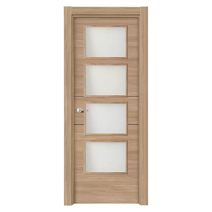 Puerta acristalada Roble Urban vidriera 200 - 62,5 x 203 cm, Derecha, Roble claro, Macizo, Vidriera - Vista frontal