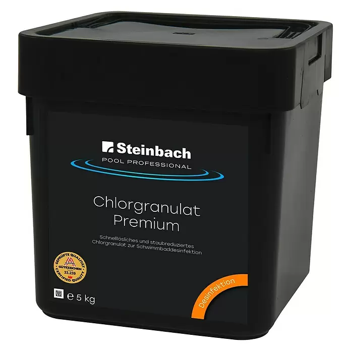 Steinbach Chlorgranulat Premium - Inhalt: 5 kg - Diagonale Ansicht