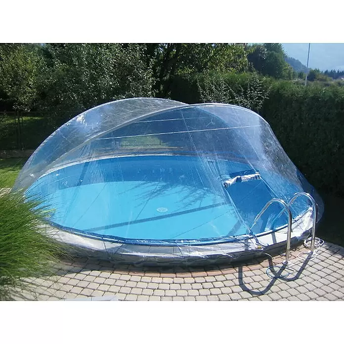 Steinbach Pool-Abdeckplane Cabrio Dom für breiten Handlauf - Passend für: Runde Poolbecken mit ø 460 cm, Handlaufbreite von 15 - 25 cm, PVC, Aluminium - Stimmungsaufnahme
