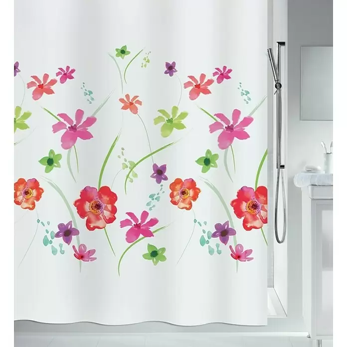 Spirella Cortina de baño textil Flower Meadow - 180 x 200 cm, Multicolor - Foto ambiente