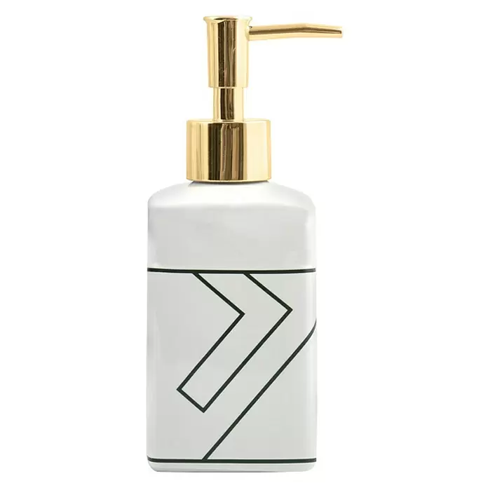 MSV Monolithic Dispensador de jabón - Cerámica, Blanco/Verde/Dorado - Vista frontal
