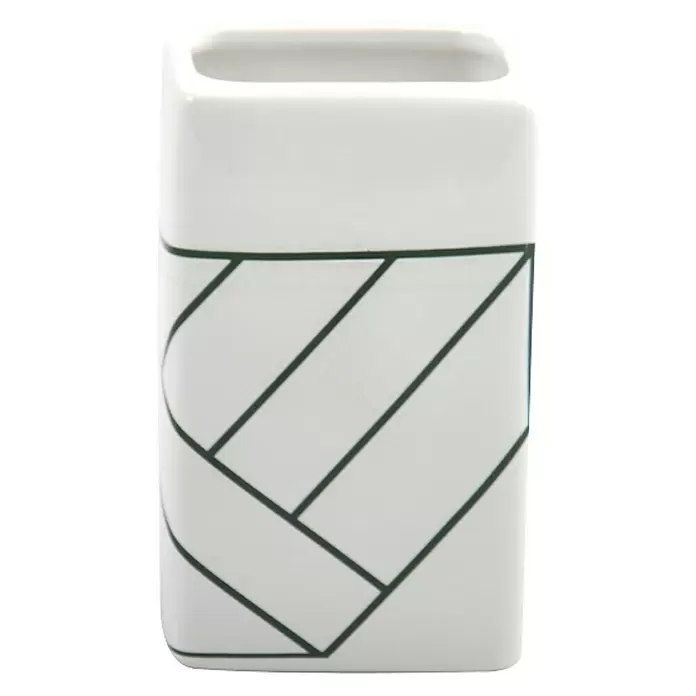 MSV Monolithic Vaso de encimera - Cerámica, Blanco/Verde - Vista frontal