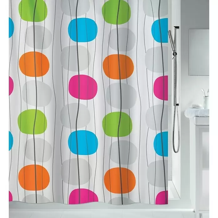 Spirella Cortina de baño textil Mobile - 180 x 200 cm, Multicolor - Foto ambiente