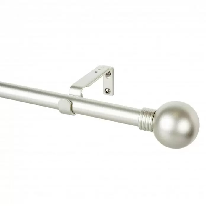 Barra para cortinas Esfera Anillo - Plata, Largo: 110 cm, Diámetro: 19 mm - Primer plano