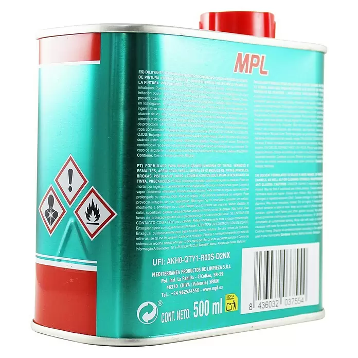 MPL Disolvente líquido Universal Premium - 500 ml - Vista angular