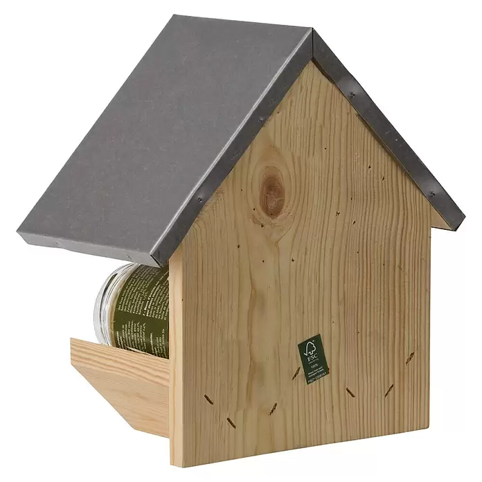 Esschert Design Kućica za hranjenje ptica Best for Birds - D x Š x V: 13,3 x 24,3 x 24,7 cm - Pogled straga