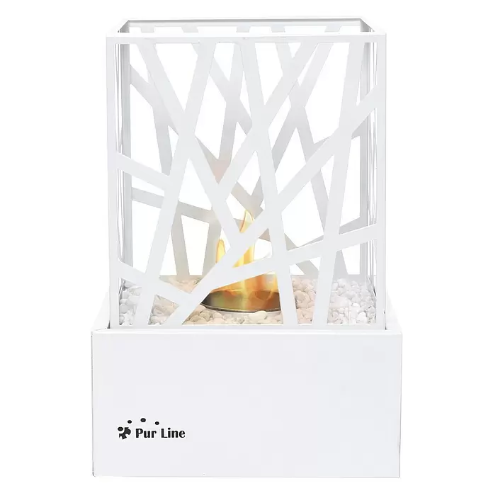 Chimenea de bioetanol Amaltea - 22 x 22 x 29 cm, Blanco - Vista frontal