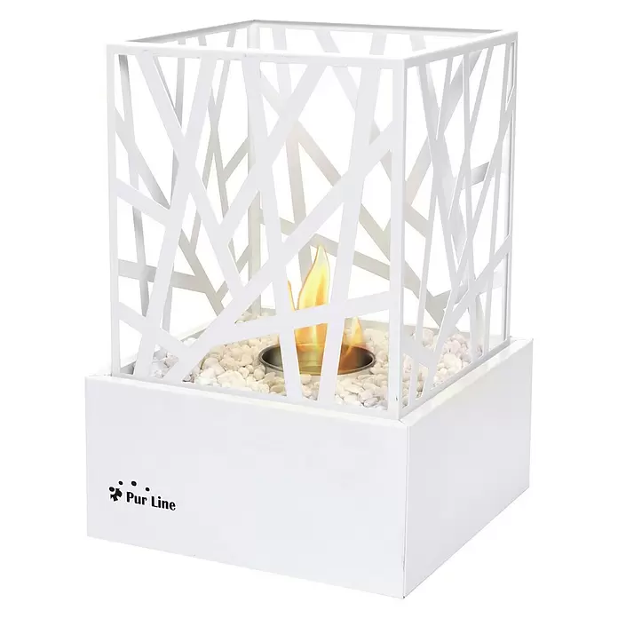Chimenea de bioetanol Amaltea - 22 x 22 x 29 cm, Blanco - Vista angular