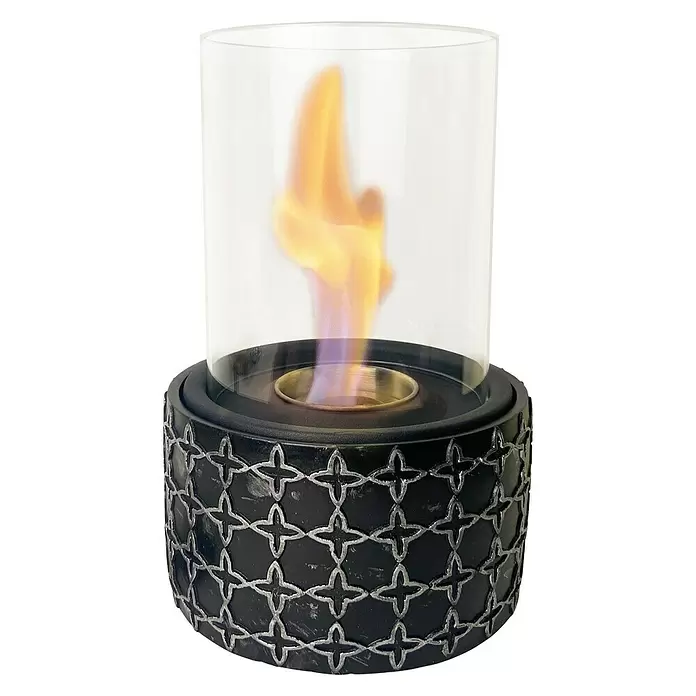 Chimenea de bioetanol Ares - 19 x 19 x 28 cm, Negro - Vista frontal