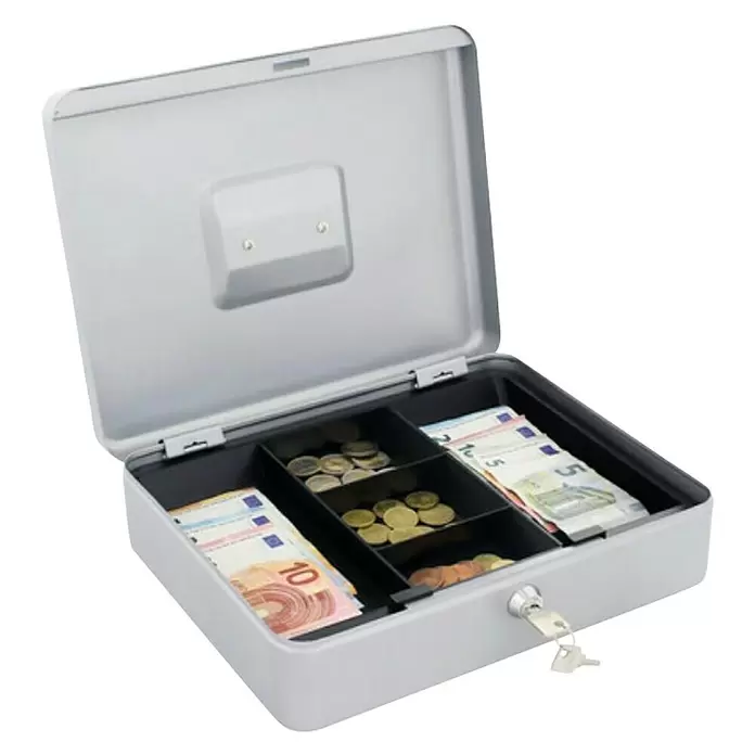Rottner Kutija za novac K10233 - D x Š x V: 245 x 300 x 90 mm, Srebrne boje - Dijagonalni pogled