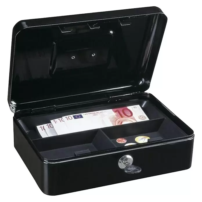 Rottner Kutija za novac T06054 - D x Š x V: 185 x 250 x 90 mm, Crne boje - Dijagonalni pogled