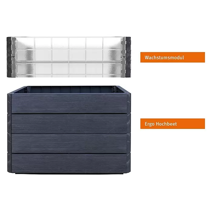 Garantia Hochbeet Ergo Quadro Turbo L Wood - Set - 80 x 80 x 75 cm, Kunststoff - Vorderansicht