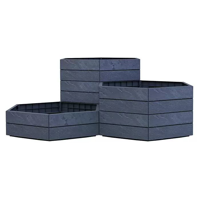 Garantia Hochbeet Ergo Vario 1 Stone - 190 x 190 x 75 cm, Kunststoff - Vorderansicht