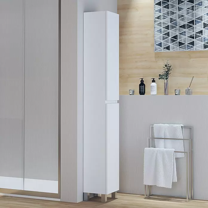 Columna Inca - 27 x 25 x 181 cm, Blanco - Foto ambiente
