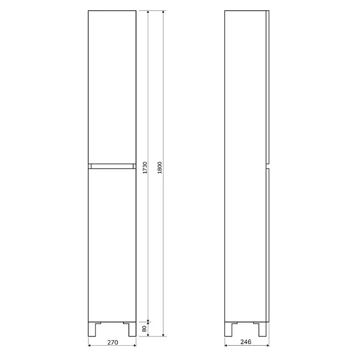 Columna Patri - L x An x Al: 24,6 x 27 x 180 cm, Blanco - Dibujo técnico
