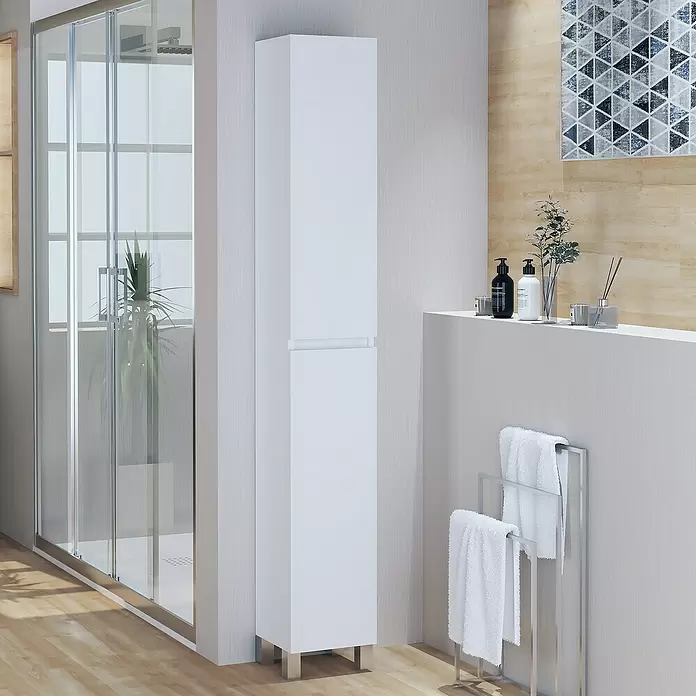 Columna Inca - 27 x 25 x 181 cm, Blanco - Foto ambiente