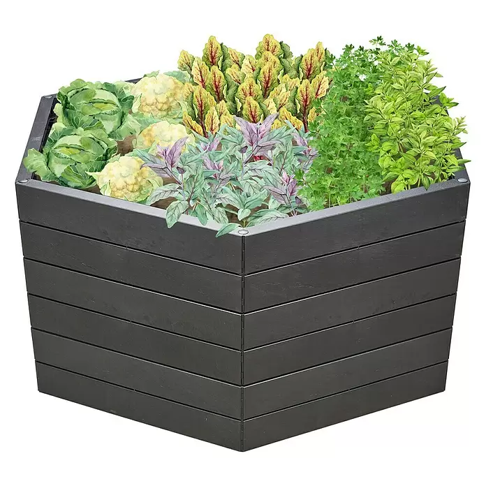 Garantia Hochbeet Ergo XL Stone Set - Ø x H: 145 x 75 cm, Kunststoff - Diagonale Ansicht