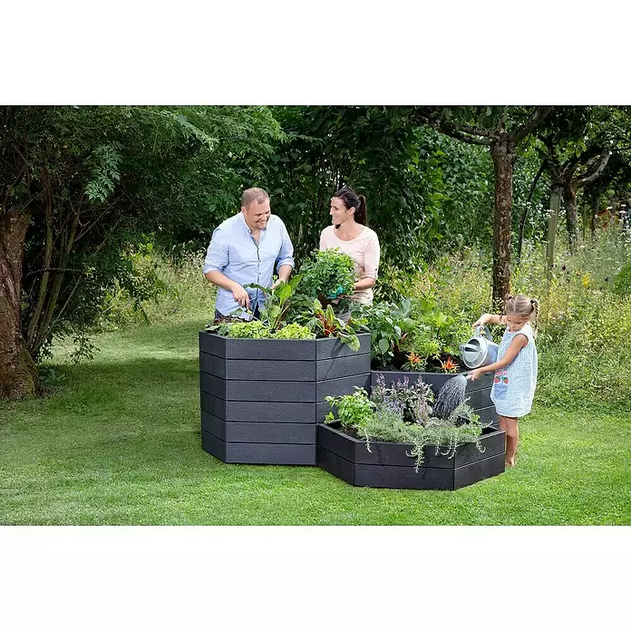 Garantia Hochbeet Ergo Vario 1 Stone - 190 x 190 x 75 cm, Kunststoff - Anwendungsbeispiel