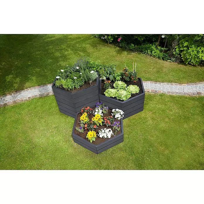 Garantia Hochbeet Ergo Vario 1 Stone - 190 x 190 x 75 cm, Kunststoff - Stimmungsaufnahme