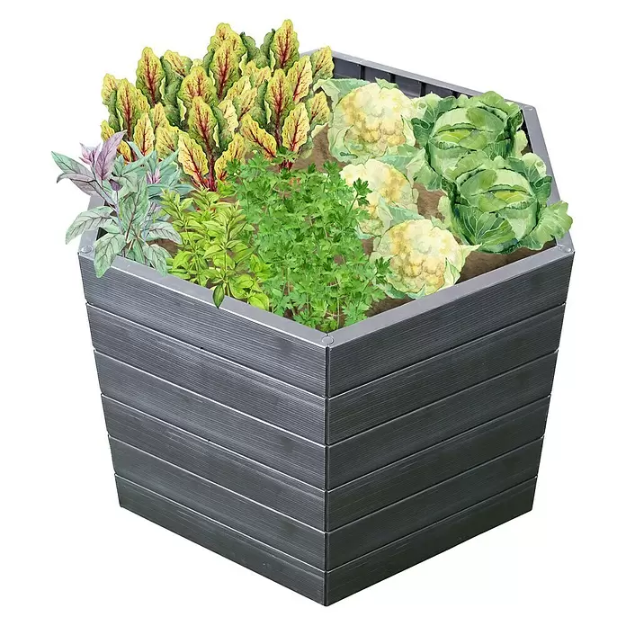 Garantia Hochbeet Ergo L Wood - Ø x H: 110 x 75 cm, Kunststoff - Diagonale Ansicht