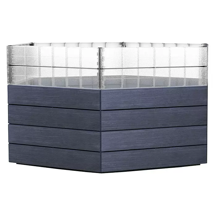 Garantia Hochbeet Ergo Turbo XL Wood Set - Ø x H: 145 x 75 cm, Kunststoff - Diagonale Ansicht