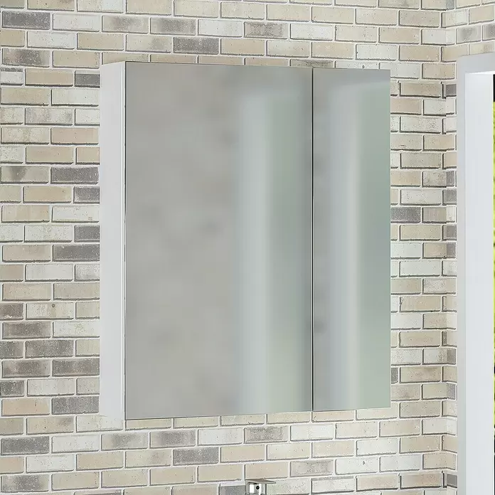 Armario con espejo - An x Al: 70 x 80 cm, Melamina, Blanco - Foto ambiente