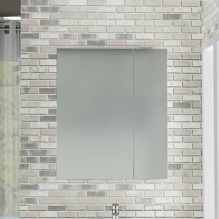 Armario con espejo - An x Al: 70 x 80 cm, Melamina, Blanco - Foto ambiente