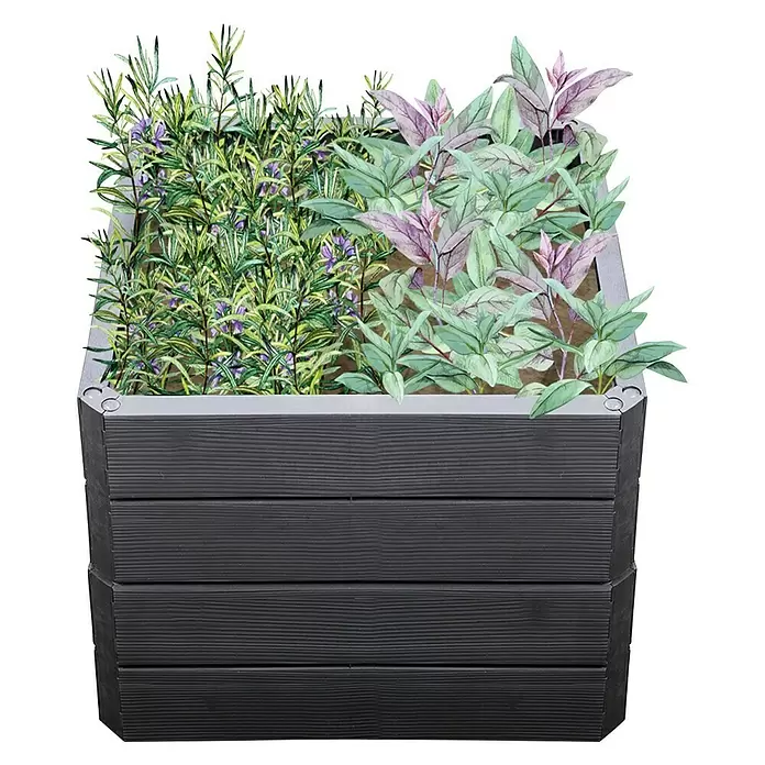 Garantia Hochbeet  Ergo Quadro S Wood - Set - 60 x 60 x 50 cm, Kunststoff - Diagonale Ansicht