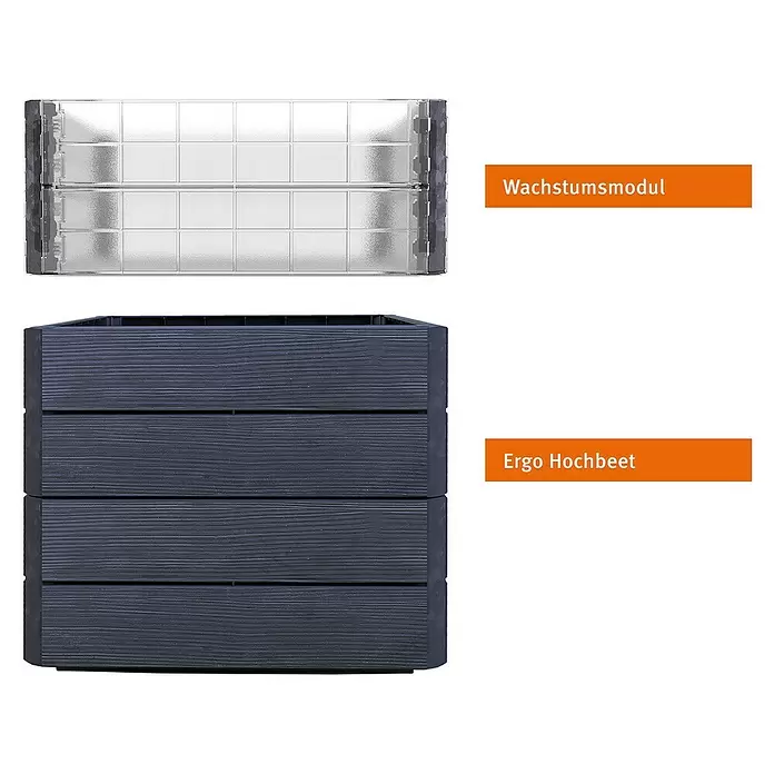 Garantia Hochbeet Ergo Quadro Turbo M Wood - Set - 60 x 80 x 75 cm, Kunststoff - Vorderansicht