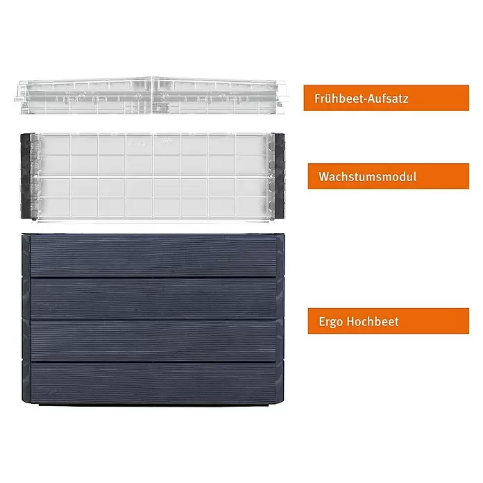 Garantia Hochbeet Ergo Quadro Turbo Plus M Wood - Set - 60 x 80 x 85 cm, Kunststoff - Vorderansicht