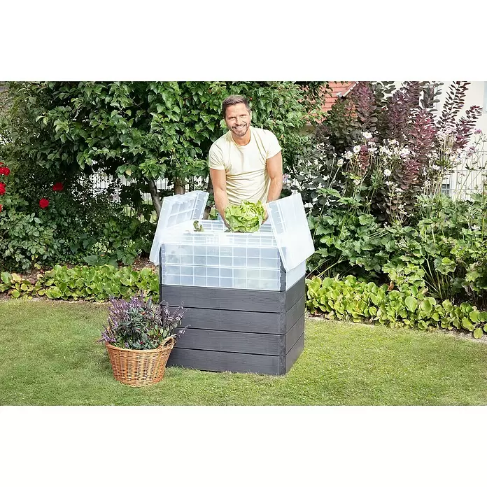 Garantia Hochbeet Ergo Quadro Turbo Plus M Wood - Set - 60 x 80 x 85 cm, Kunststoff - Anwendungsbeispiel