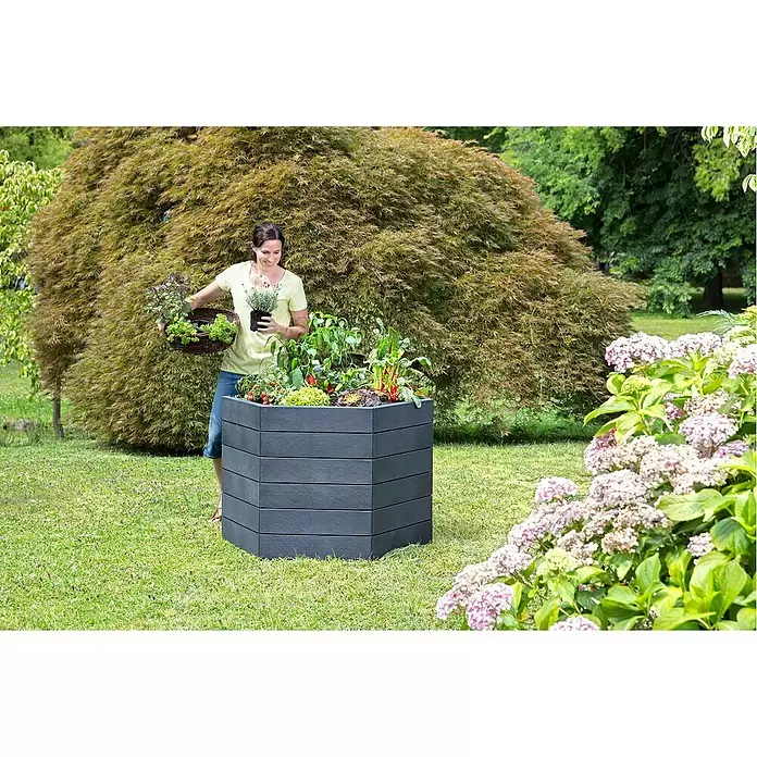 Garantia Hochbeet Ergo L Stone - Ø x H: 110 x 75 cm, Kunststoff - Anwendungsbeispiel