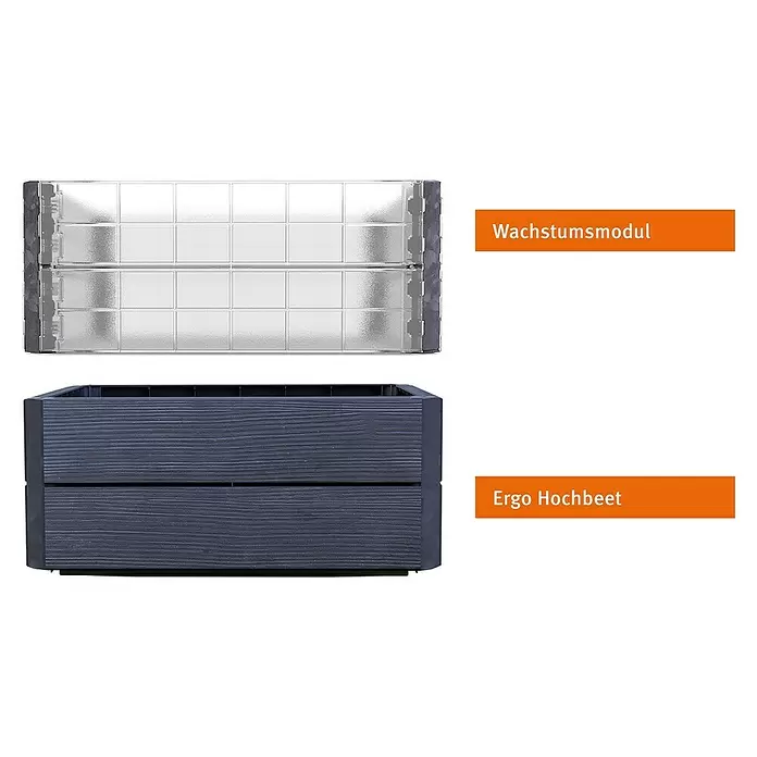 Garantia Hochbeet Ergo Quadro Turbo S Wood - Set - 60 x 60 x 50 cm, Kunststoff - Vorderansicht