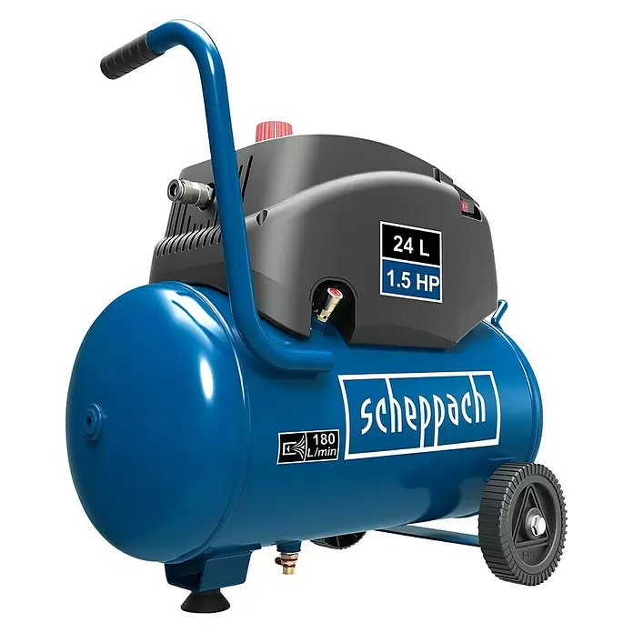 Scheppach Kompressor GK240OFX - 8 bar, 1,1 kW, Kesselinhalt: 24 l - Diagonale Ansicht