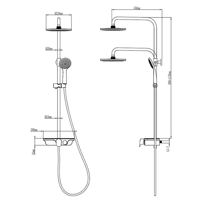 Sanotechnik Duschsystem - Chrom - Skizze