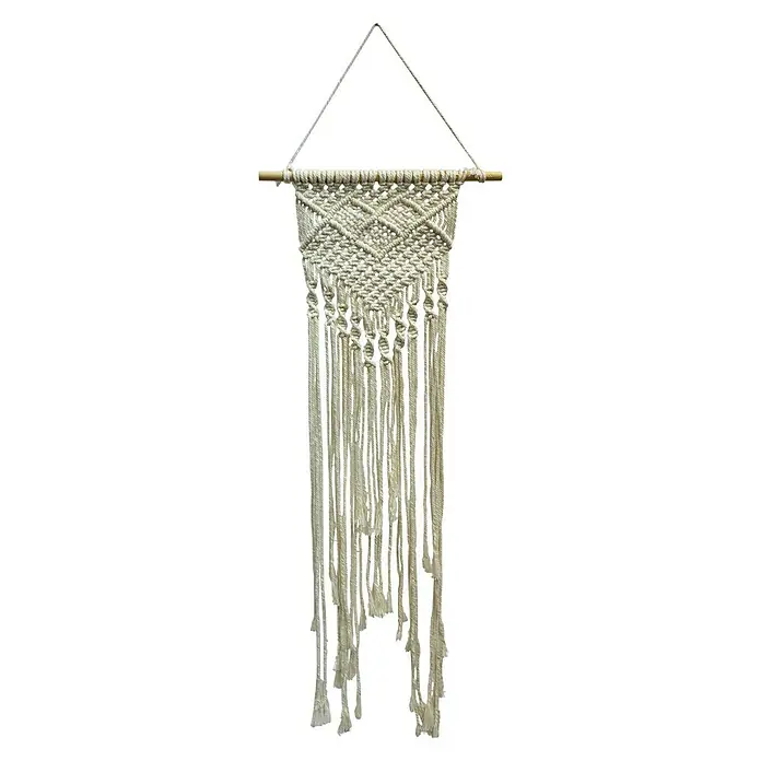 Wandobjekt Makramee - 95 x 38 cm, Creme - Vorderansicht