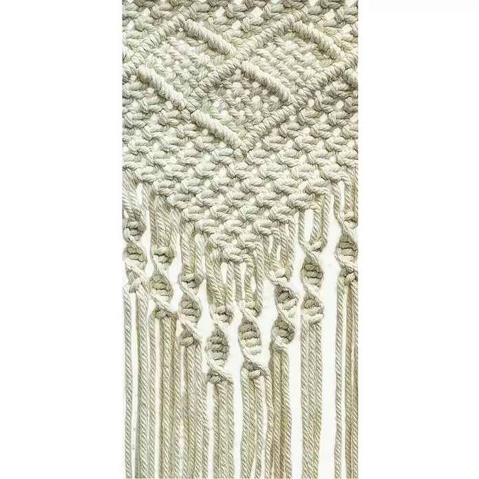 Wandobjekt Makramee - 95 x 38 cm, Creme - Detailaufnahme