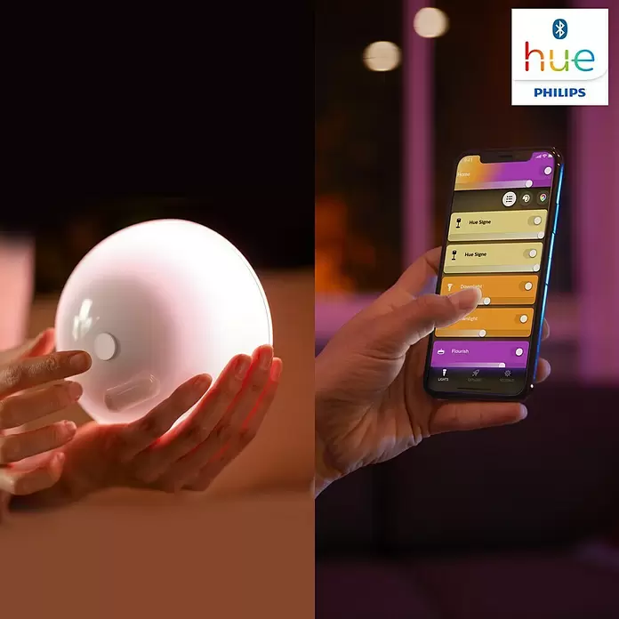 Philips Hue LED-Tischleuchte Go - 6 W, L x B x H: 15 x 15 x 7,9 cm, Warmweiß - Anwendungsbeispiel