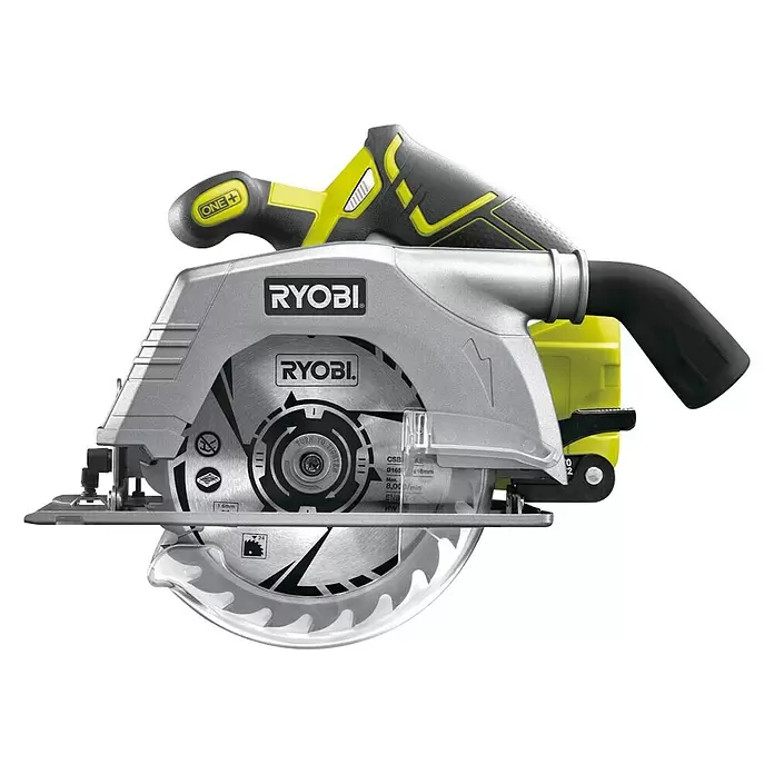 Ryobi ONE+ Akku-Handkreissäge R18CS-0 - 18 V, Ohne Akku, Sägeblatt: Ø 165 mm, Leerlaufdrehzahl: 4.700 U/min - Linke Seitenansicht
