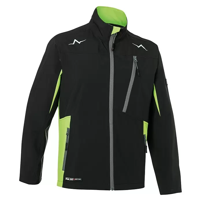 Kübler Softshell-Jacke Pulse Eco - Schwarz/ Neongrün, Konfektionsgröße: XXL - Vorderansicht
